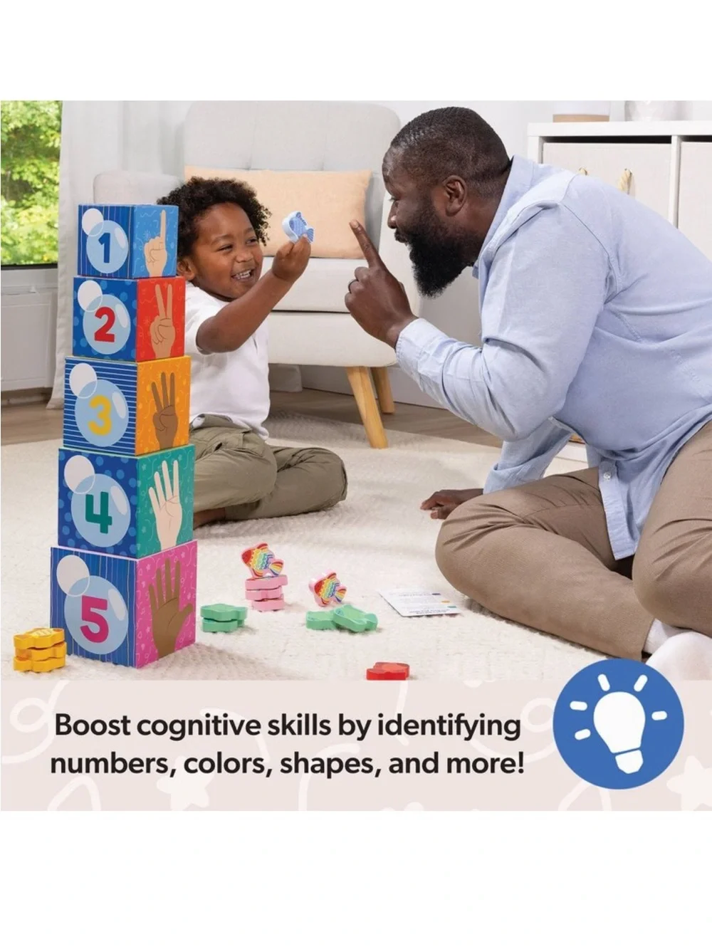 Melissa & Doug Ms. Rachel Sort & Count Nesting & Stacking Blocks w/ Wooden Fish